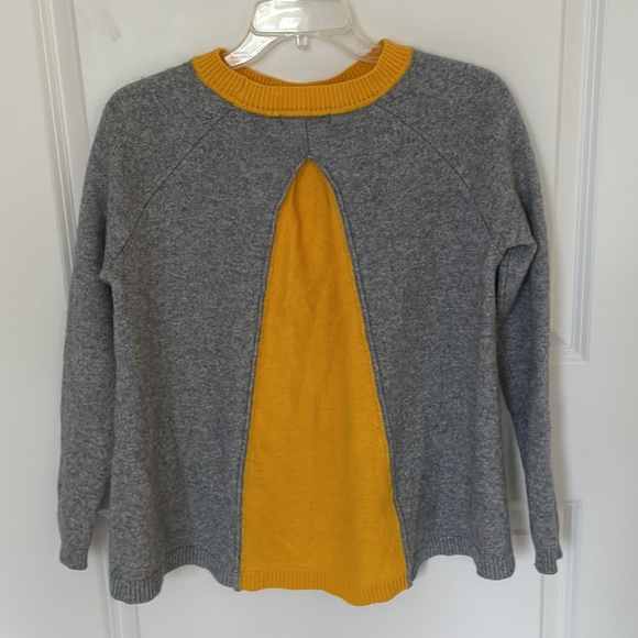 Boden Gray/Yellow Colorblock Cashmere Blend Sweater Medium - Picture 2 of 4